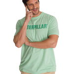 Polera Manga Corta Hombre Logo Caterpillar Verde CAT