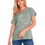 Polera Manga corta Casual Mujer CREW GRAPHIC TEE 1 Verde CAT