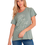 Polera Manga corta Casual Mujer CREW GRAPHIC TEE 1 Verde CAT