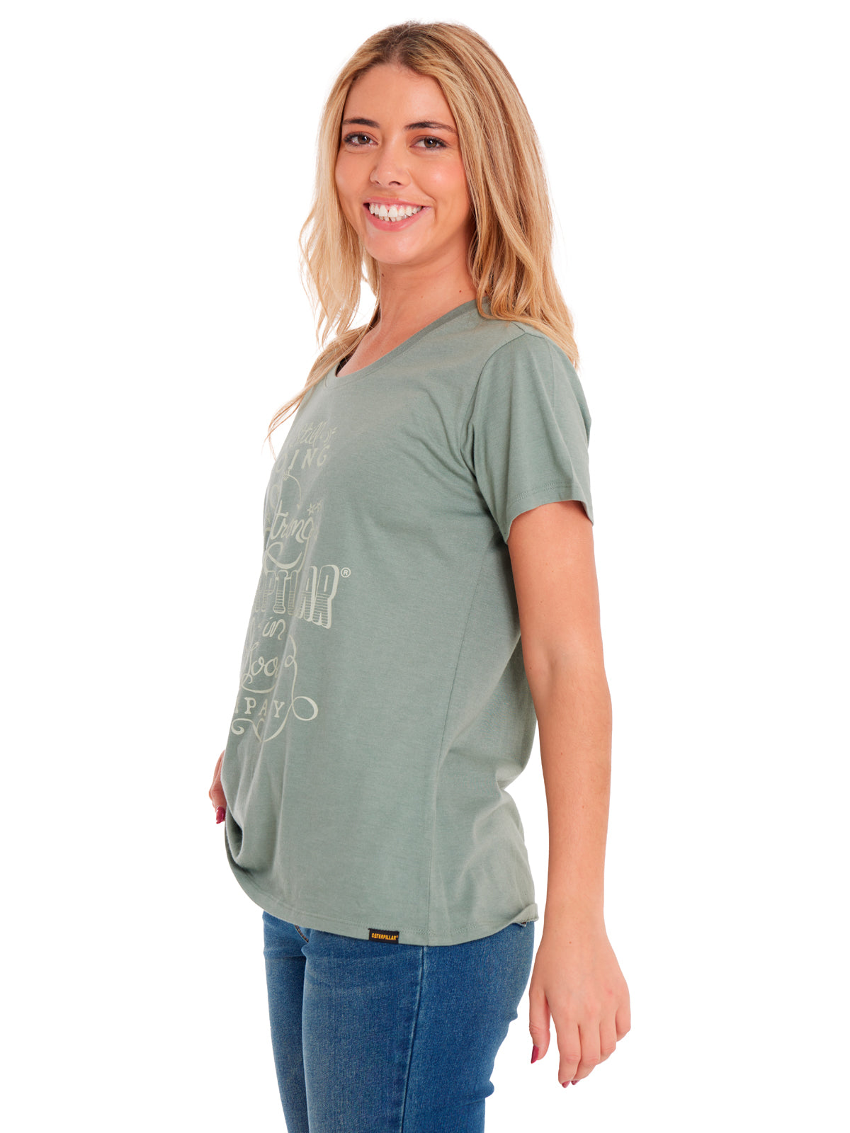 Polera Manga corta Casual Mujer CREW GRAPHIC TEE 1 Verde CAT