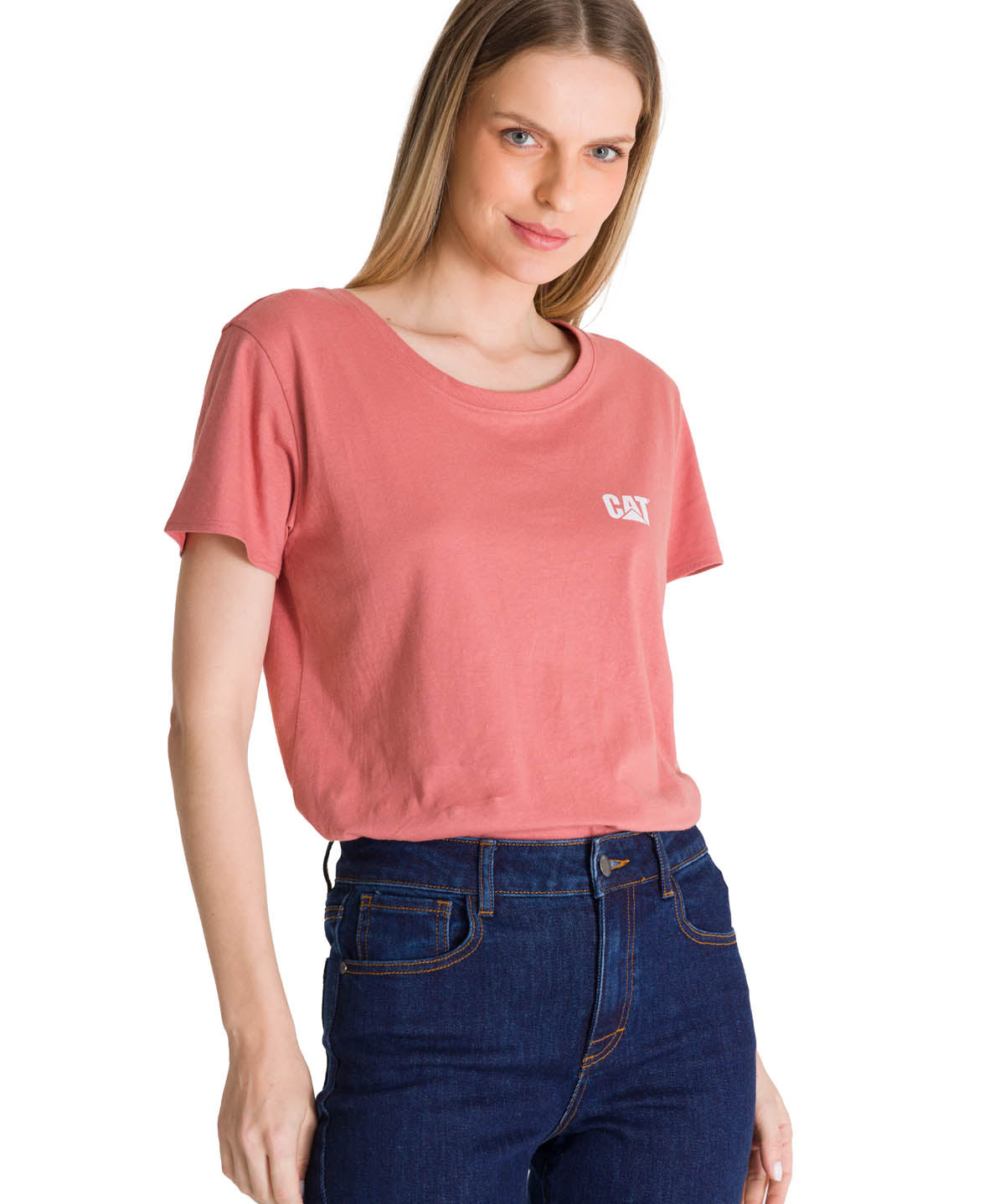 Polera Manga Corta Mujer Logo Terracota CAT