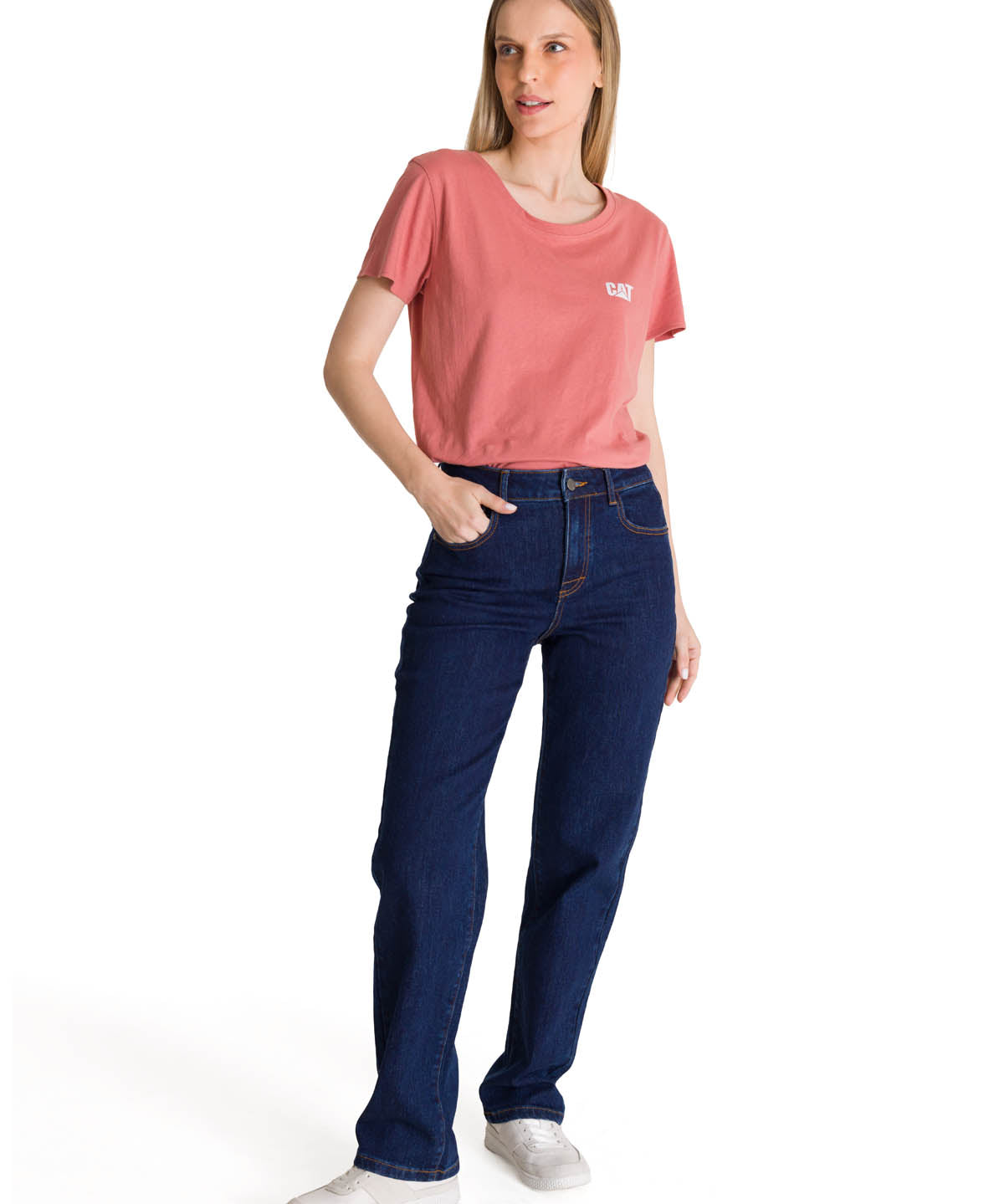 Polera Manga Corta Mujer Logo Terracota CAT