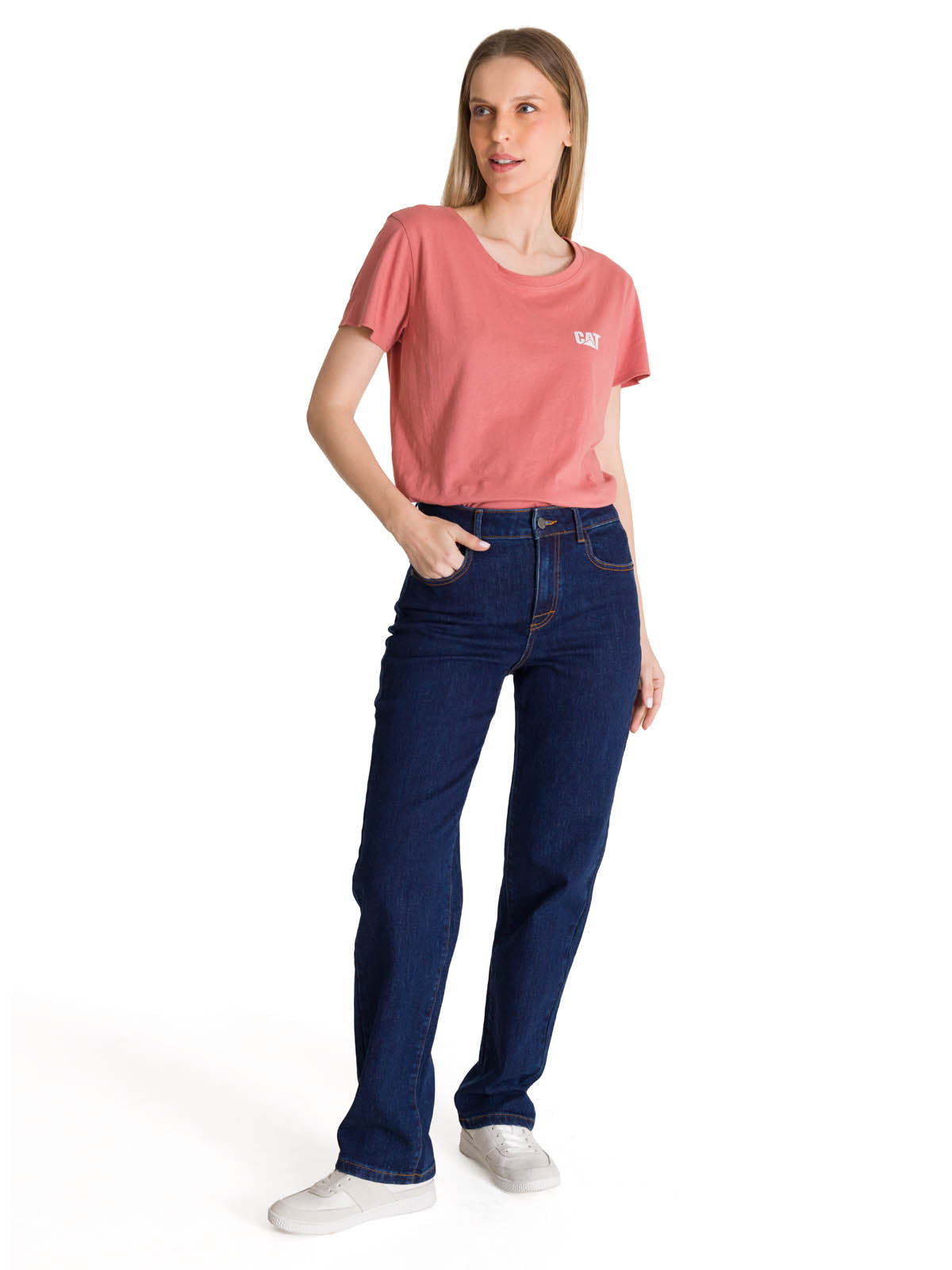 Polera Manga Corta Mujer Logo Terracota CAT