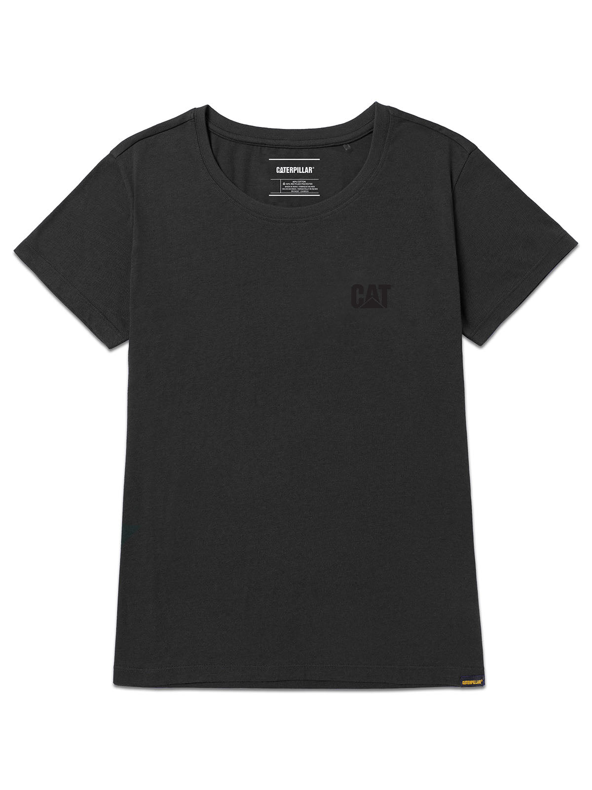 Polera Manga Corta Mujer Logo Negro CAT