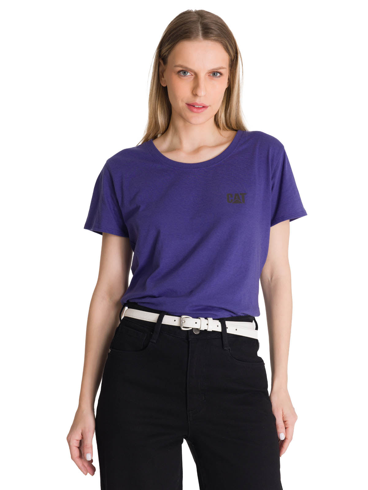 Polera Manga Corta Mujer Logo Azul CAT