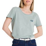 Polera Manga Corta Mujer Logo Azul Celeste CAT