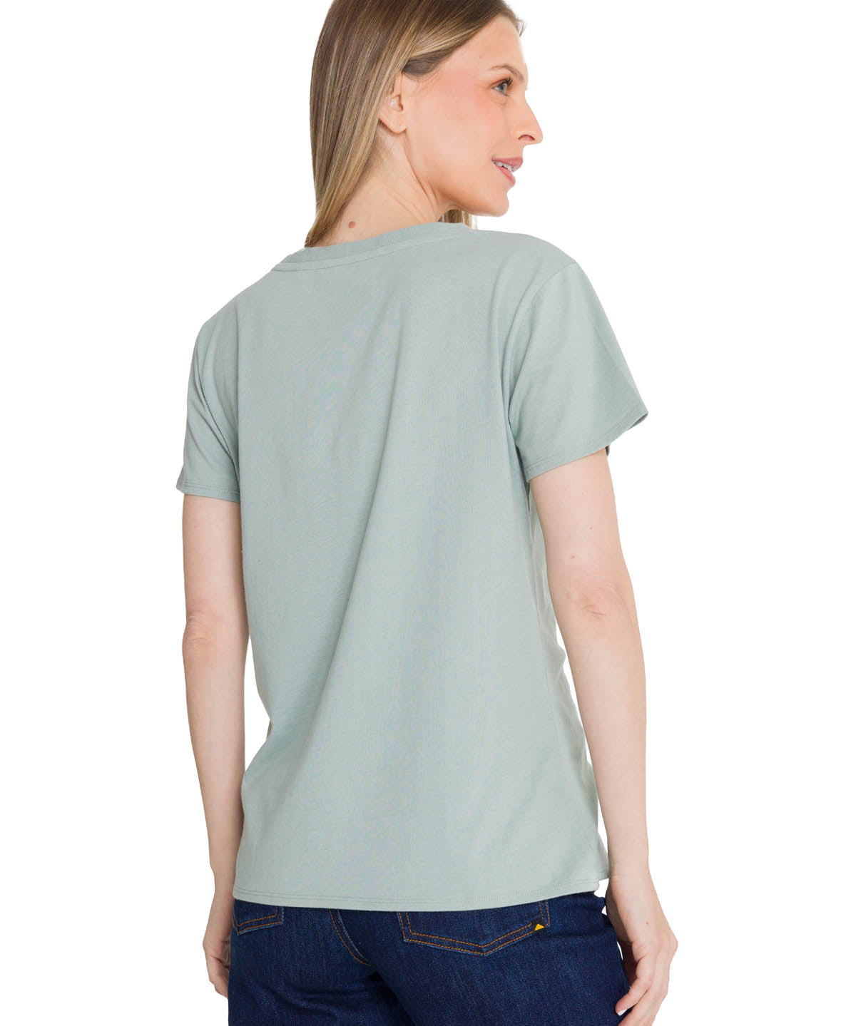Polera Manga Corta Mujer Logo Azul Celeste CAT