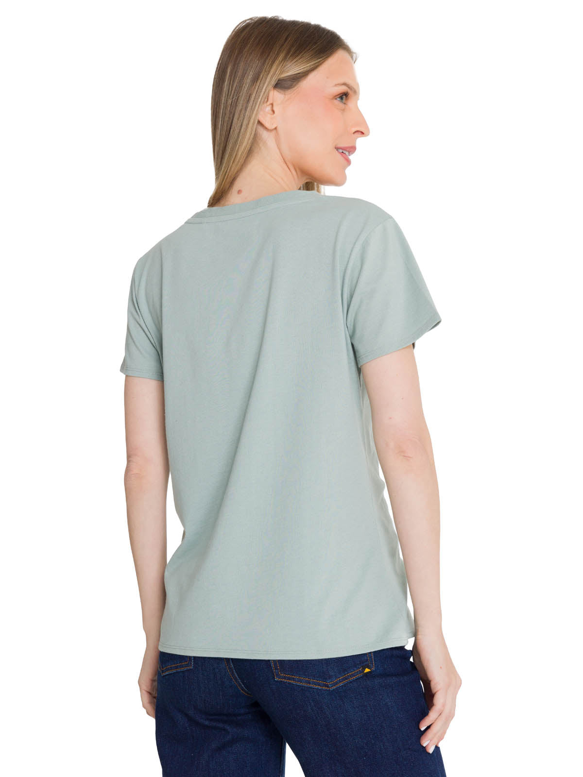 Polera Manga Corta Mujer Logo Azul Celeste CAT