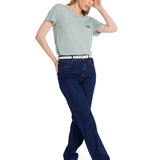 Polera Manga Corta Mujer Logo Azul Celeste CAT