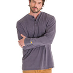 Polera Manga Larga Hombre Burnout L/S Henley Gris Oscuro Cat