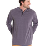 Polera Manga Larga Hombre Burnout L/S Henley Gris Oscuro Cat