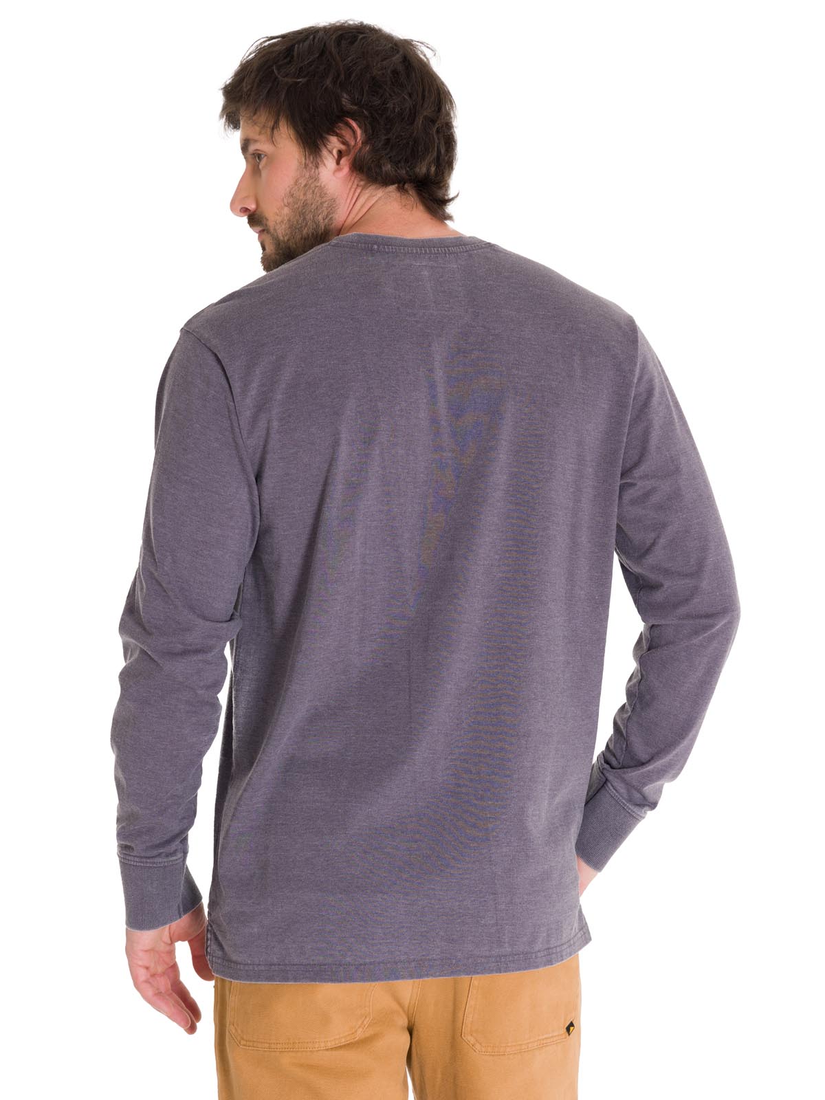 Polera Manga Larga Hombre Burnout L/S Henley Gris Oscuro Cat