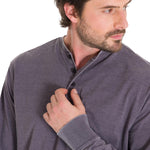 Polera Manga Larga Hombre Burnout L/S Henley Gris Oscuro Cat