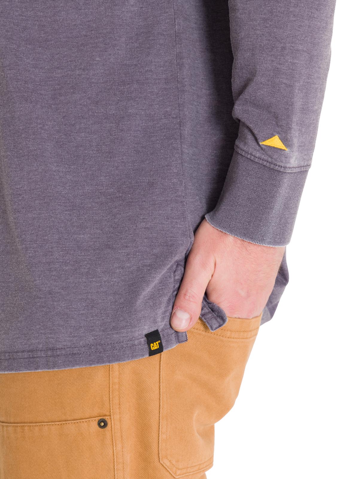 Polera Manga Larga Hombre Burnout L/S Henley Gris Oscuro Cat