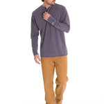Polera Manga Larga Hombre Burnout L/S Henley Gris Oscuro Cat