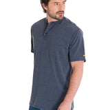 Polera Manga Corta Hombre Burnout S/S Henley Gris Oscuro Cat