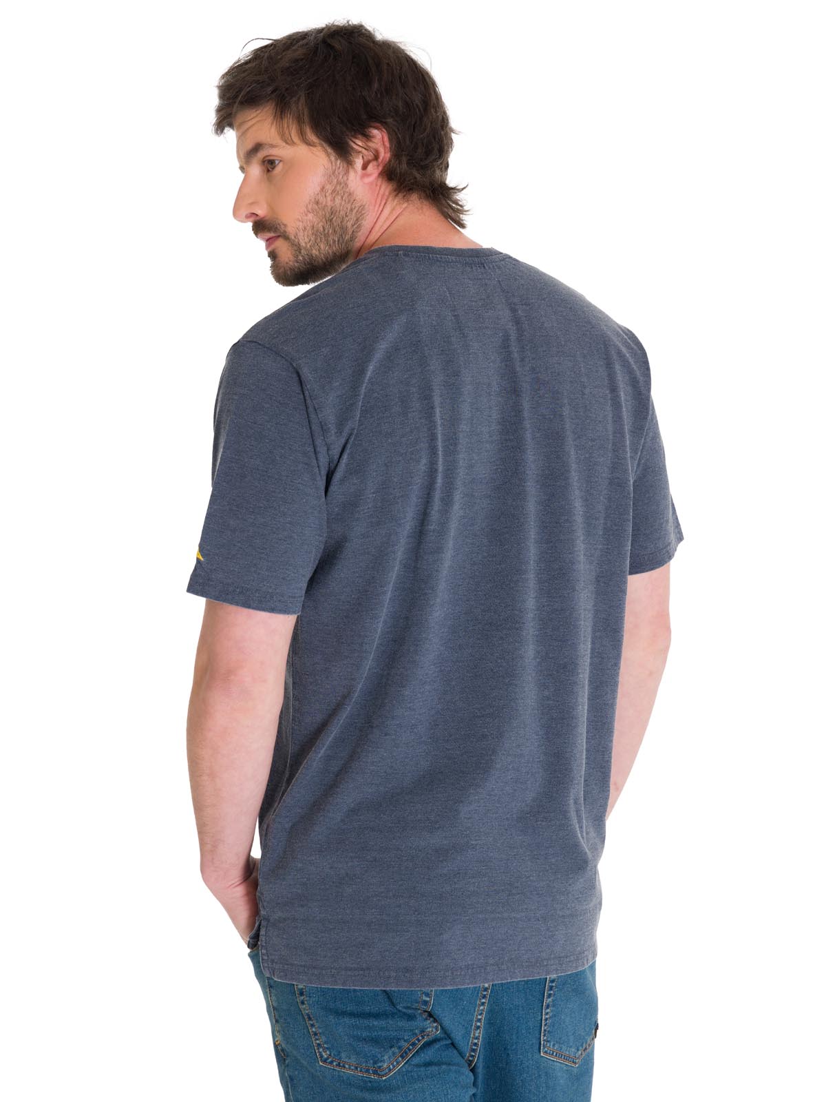 Polera Manga Corta Hombre Burnout S/S Henley Gris Oscuro Cat