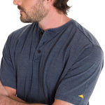 Polera Manga Corta Hombre Burnout S/S Henley Gris Oscuro Cat