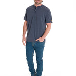 Polera Manga Corta Hombre Burnout S/S Henley Gris Oscuro Cat