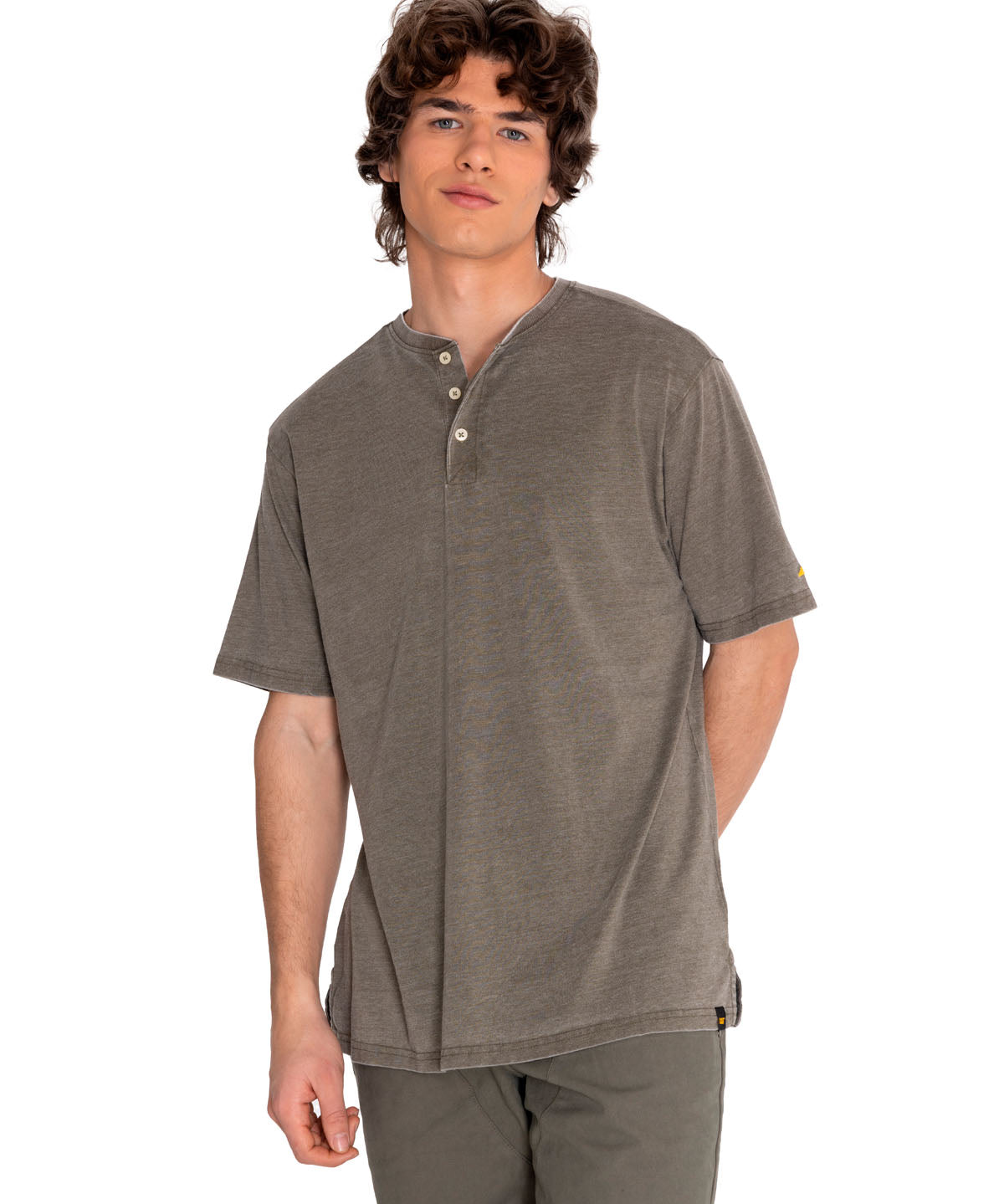 Polera Manga corta Casual Hombre BURNOUT S/S HENLEY Verde CAT