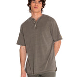 Polera Manga corta Casual Hombre BURNOUT S/S HENLEY Verde CAT