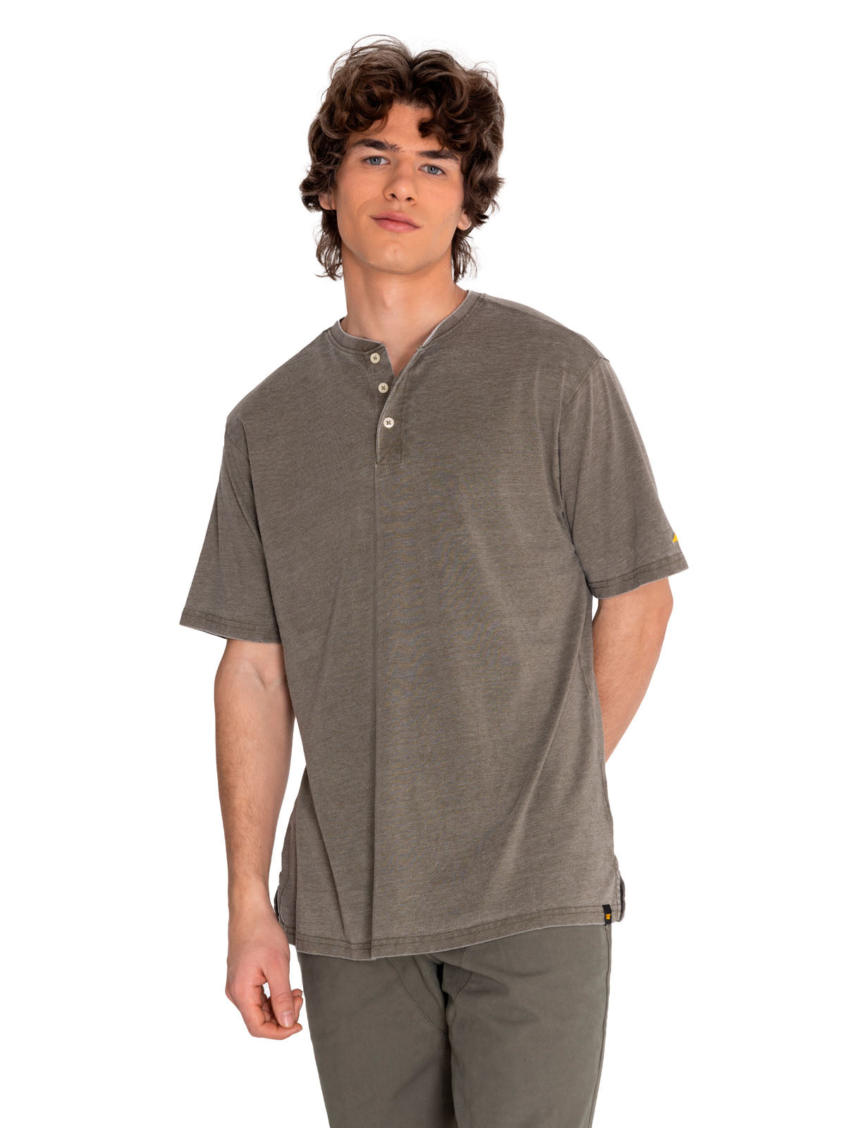 Polera Manga corta Casual Hombre BURNOUT S/S HENLEY Verde CAT