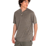 Polera Manga corta Casual Hombre BURNOUT S/S HENLEY Verde CAT