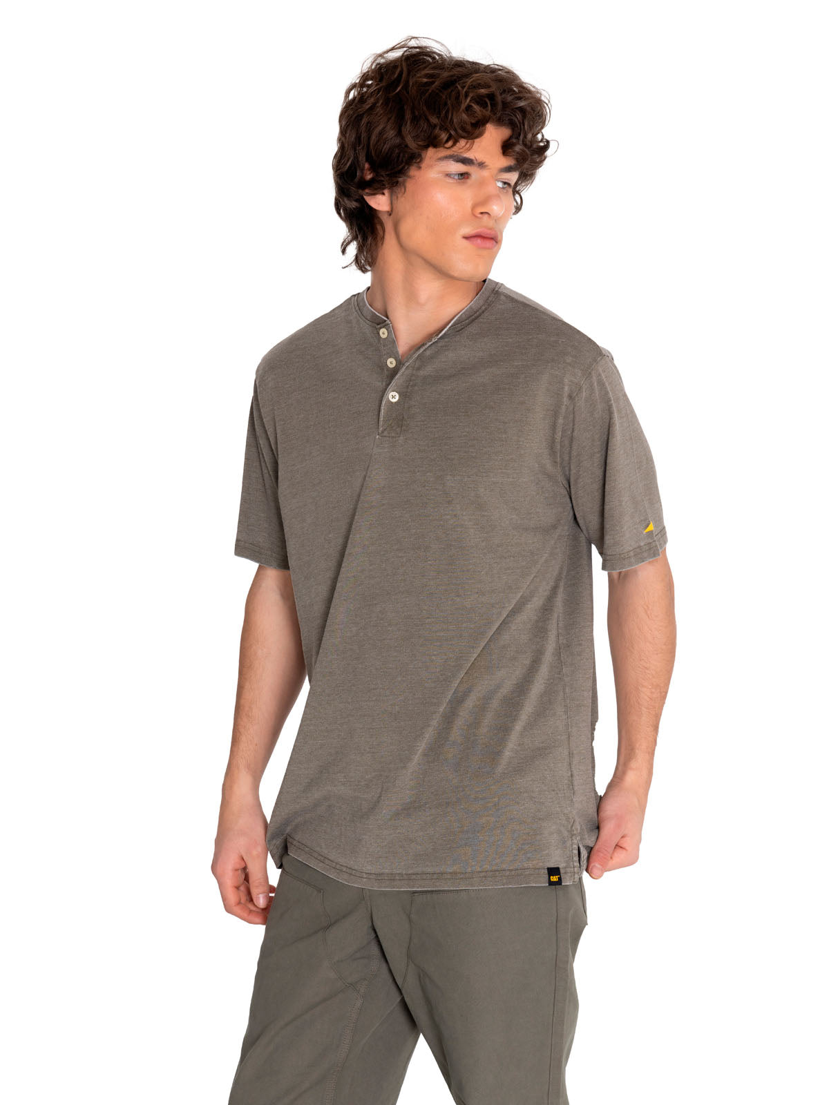 Polera Manga corta Casual Hombre BURNOUT S/S HENLEY Verde CAT