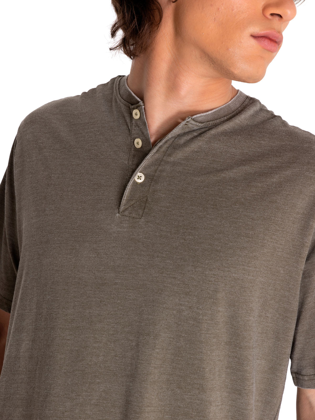 Polera Manga corta Casual Hombre BURNOUT S/S HENLEY Verde CAT