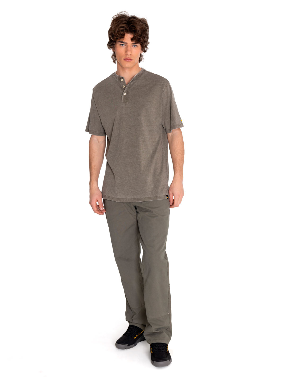 Polera Manga corta Casual Hombre BURNOUT S/S HENLEY Verde CAT