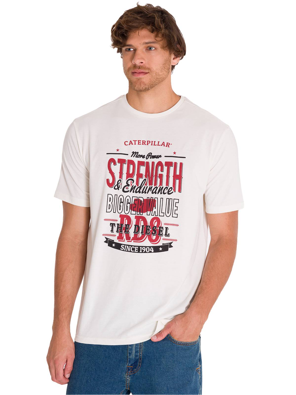 Polera Manga Corta Casual Hombre HISTORIC TRADITIONS GRAPHIC TEE Blanca Cat
