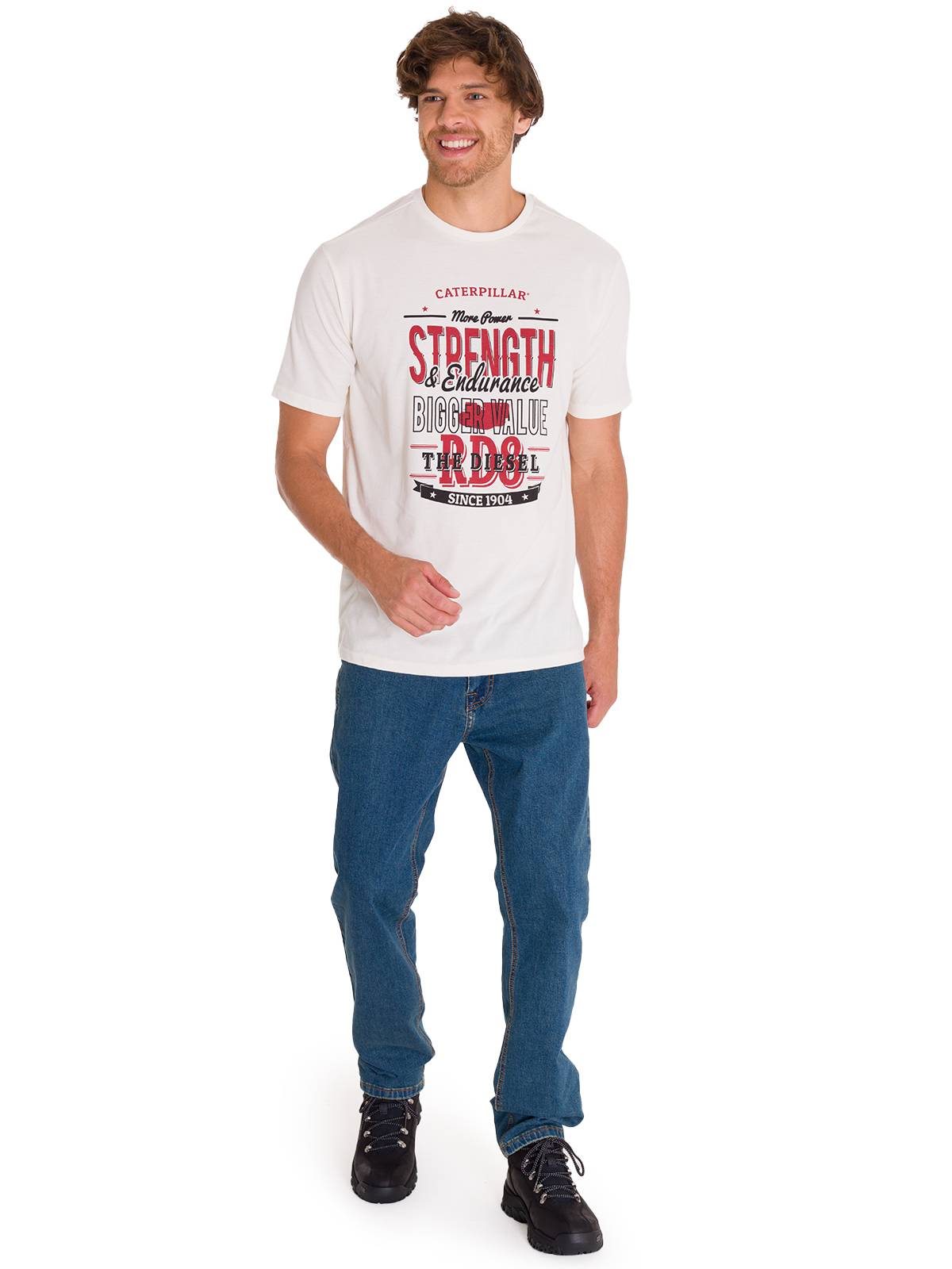 Polera Manga Corta Casual Hombre HISTORIC TRADITIONS GRAPHIC TEE Blanca Cat