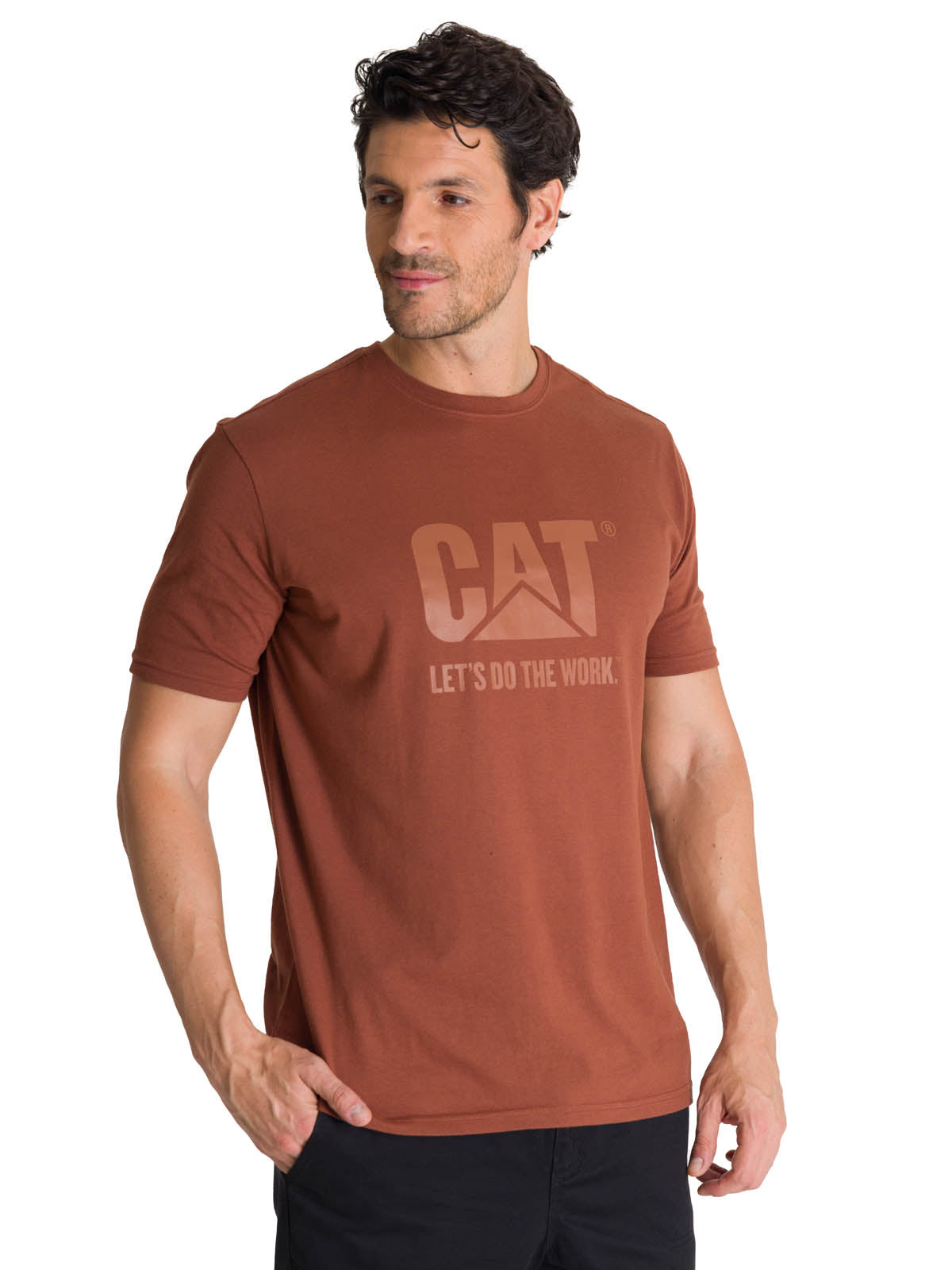 Polera Manga Corta Hombre Diseño Do The Work Rojo CAT