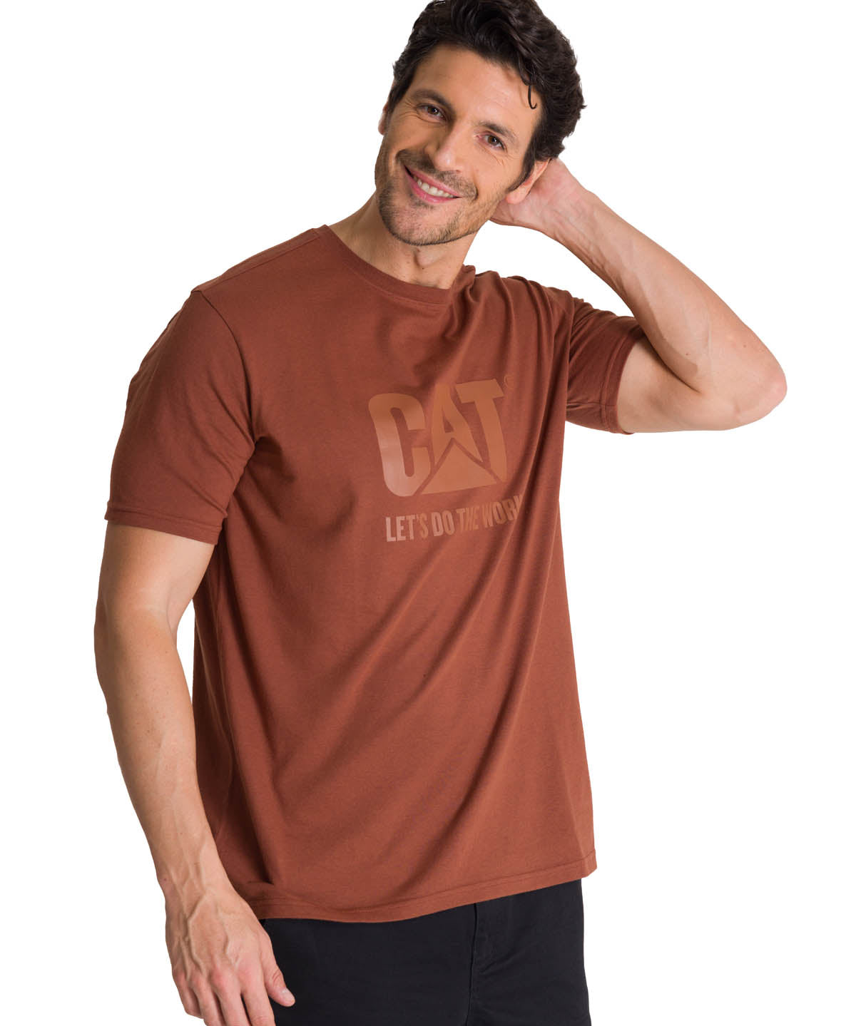 Polera Manga Corta Hombre Diseño Do The Work Rojo CAT
