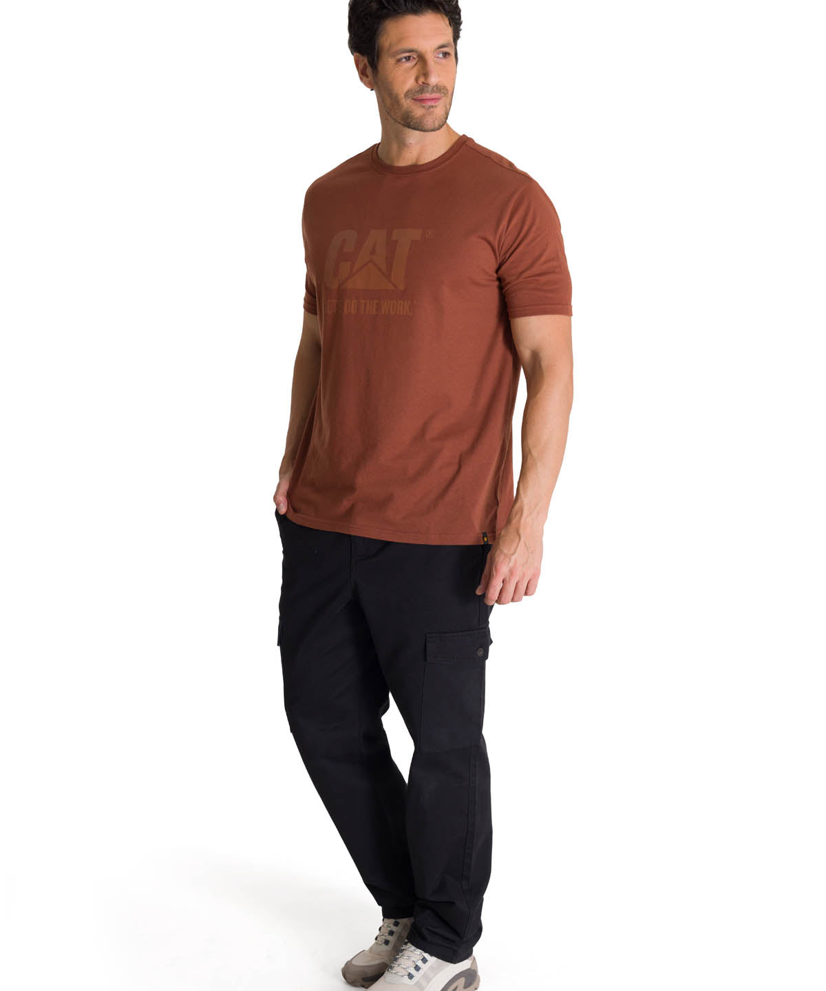 Polera Manga Corta Hombre Diseño Do The Work Rojo CAT
