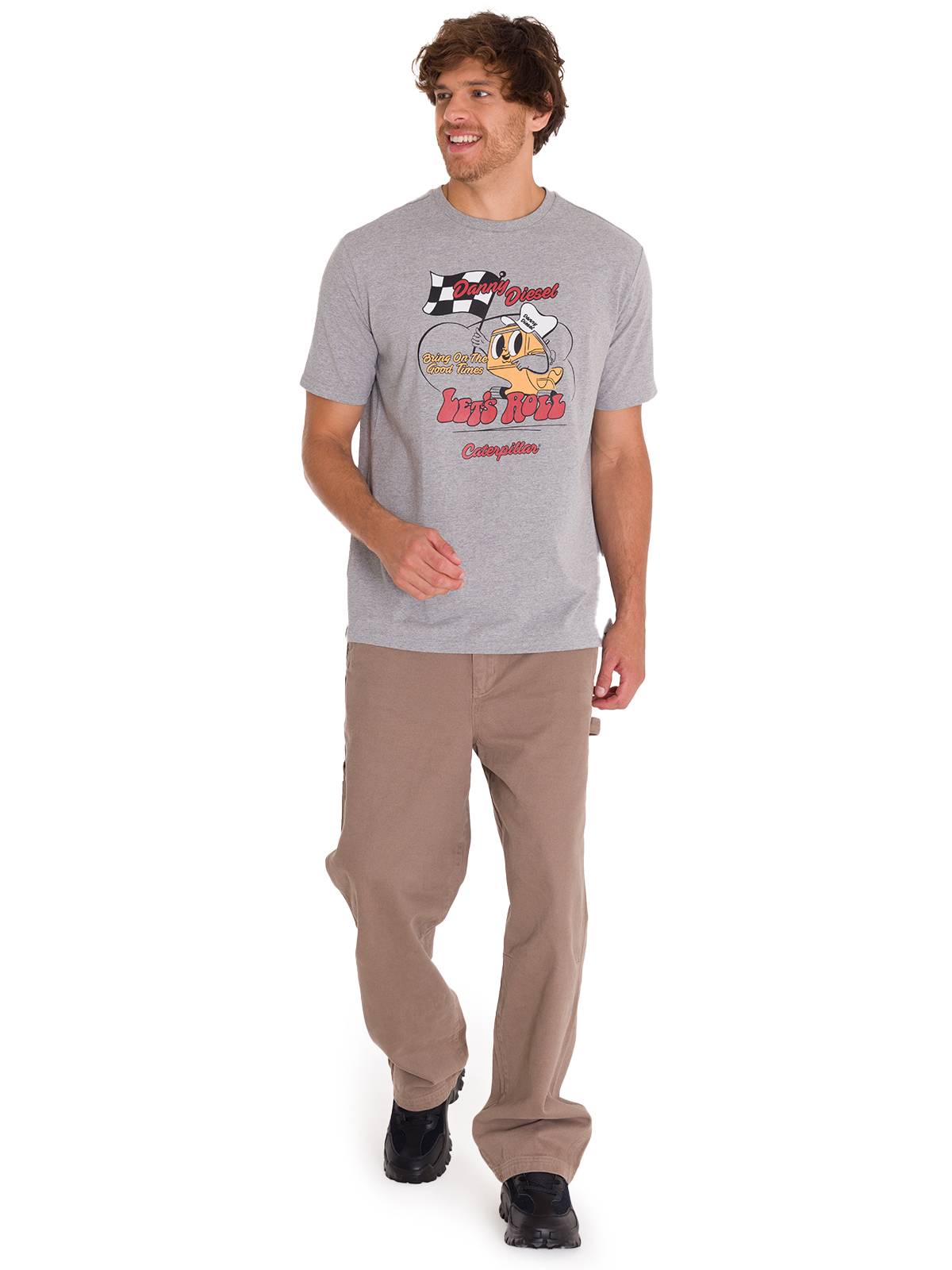 Polera Manga Corta Casual Hombre RETRO DANNY DIESEL GRAPHIC TEE Gris Cat