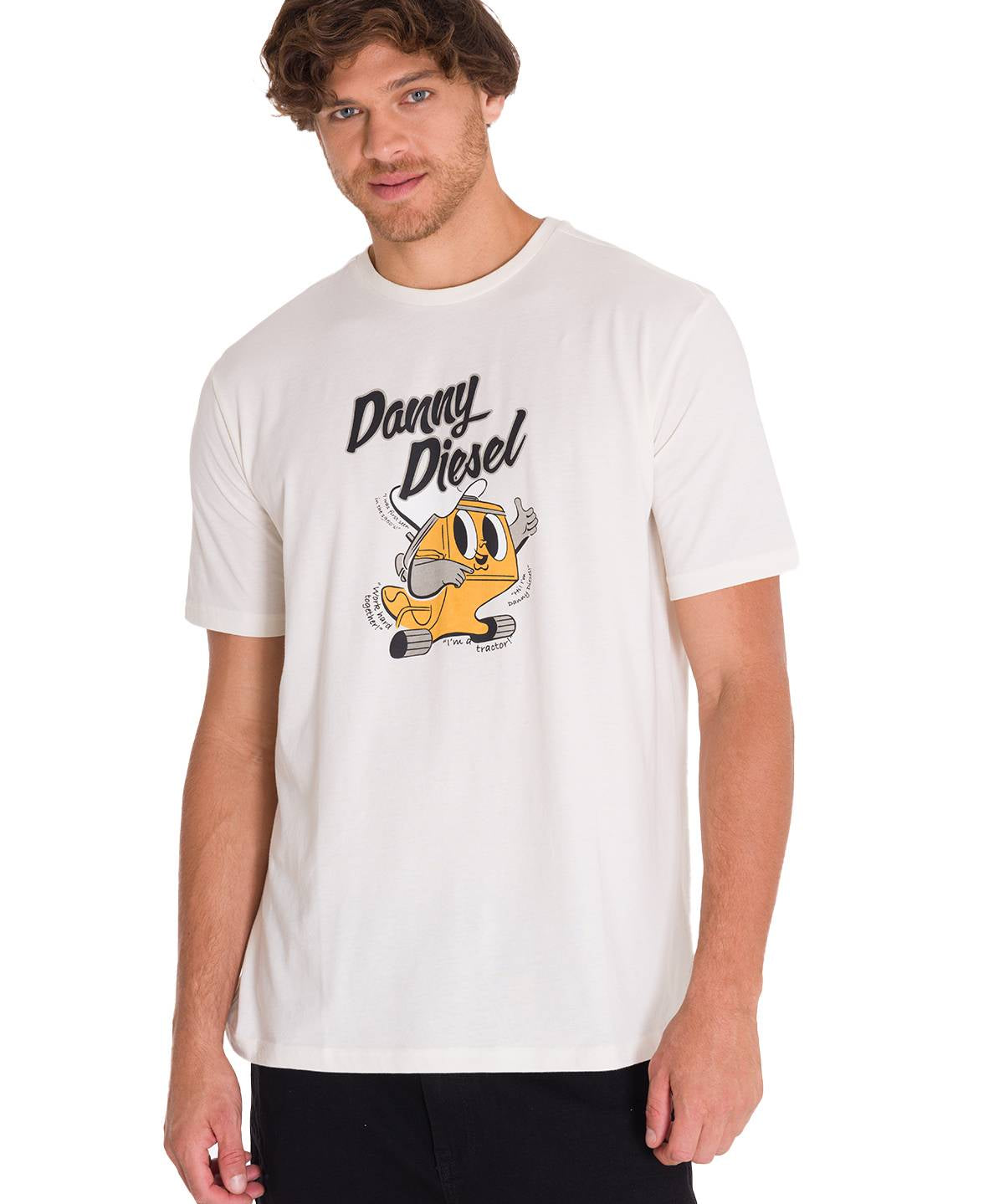 Polera Manga Corta Casual Hombre RETRO DANNY DIESEL GRAPHIC TEE Blanca Cat