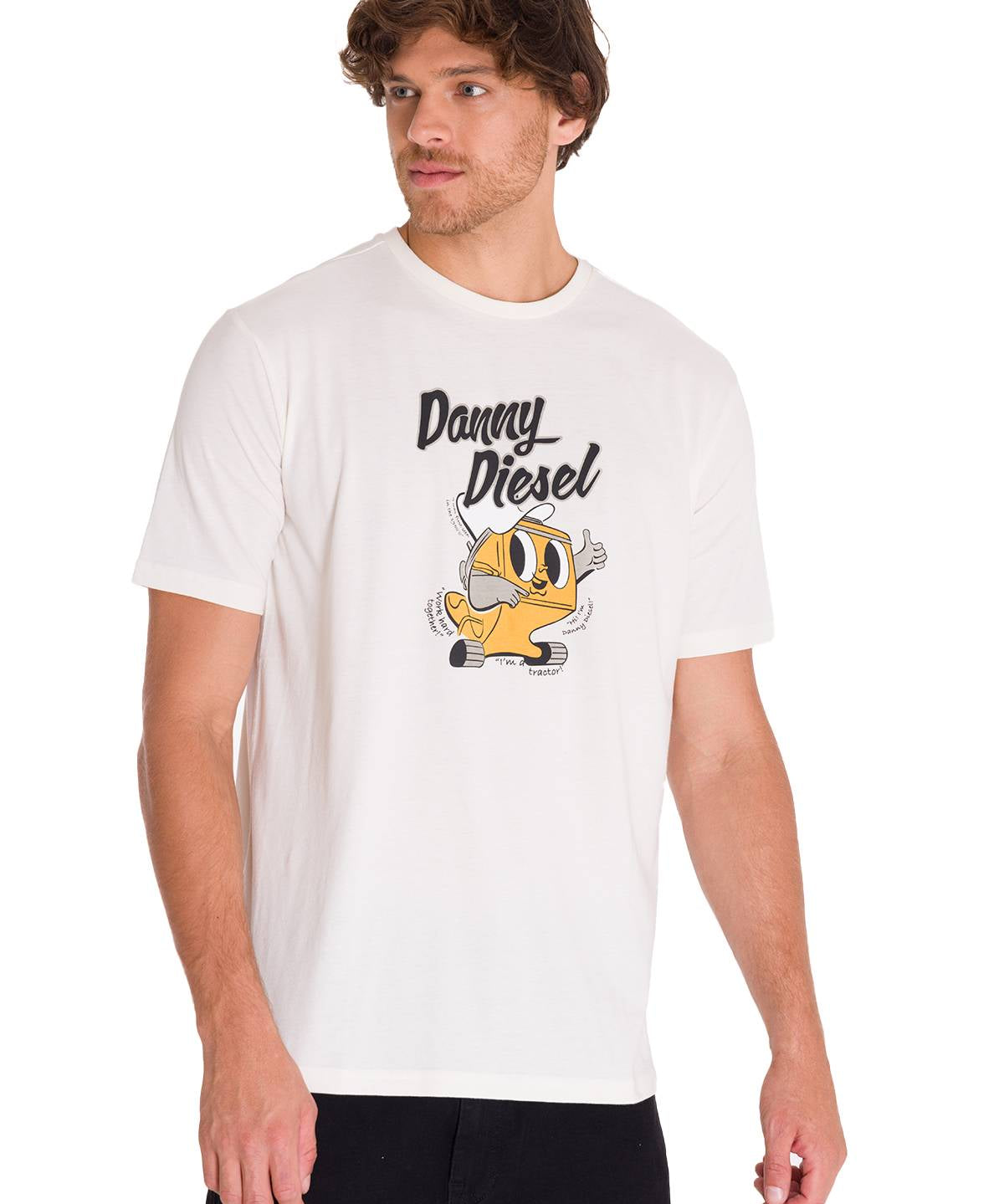 Polera Manga Corta Casual Hombre RETRO DANNY DIESEL GRAPHIC TEE Blanca Cat