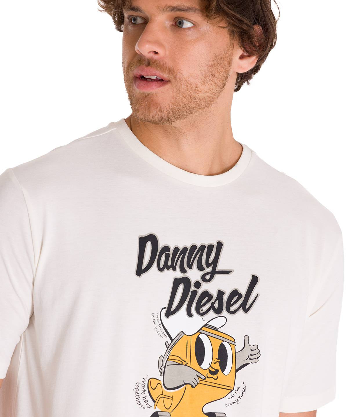 Polera Manga Corta Casual Hombre RETRO DANNY DIESEL GRAPHIC TEE Blanca Cat