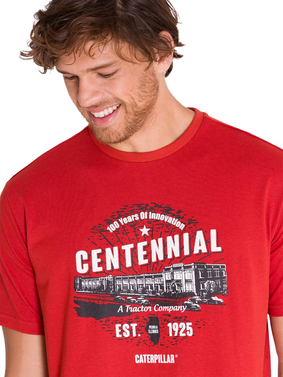Polera Manga Corta Casual Hombre CENTENNIAL 100 YEARS GRAPHIC TEE  Roja Cat