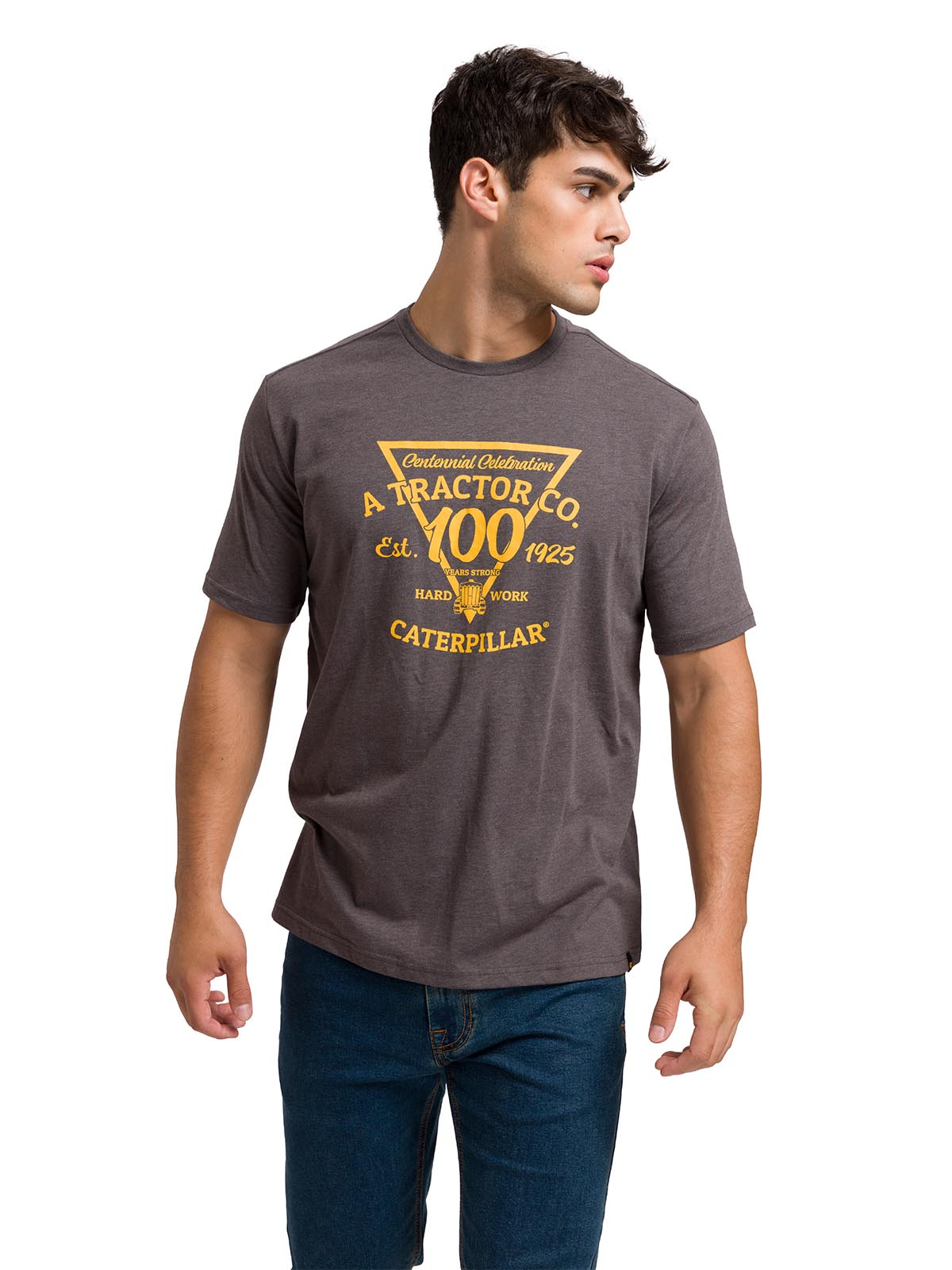 Polera Manga Corta Casual Hombre CENTENNIAL 100 YEARS GRAPHIC TEE  Gris Oscura Cat