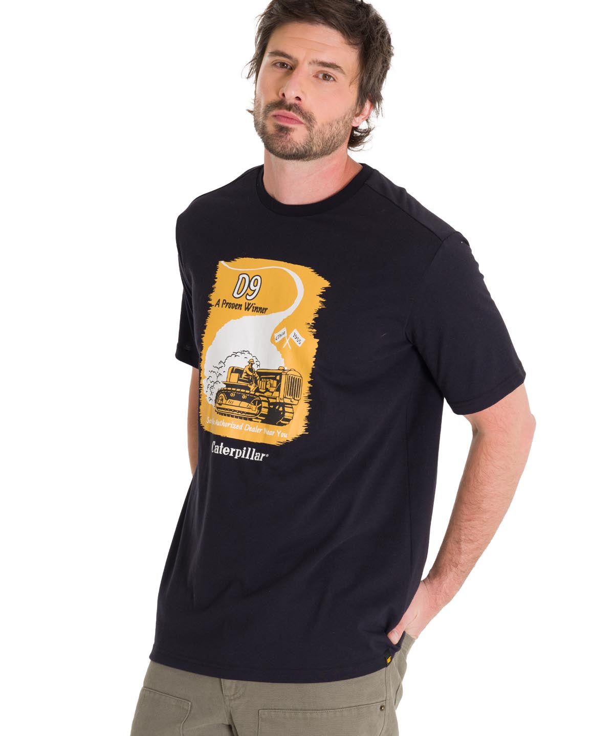 Polera Manga Corta Casual Hombre D SERIES GRAPHIC TEE Negra Cat