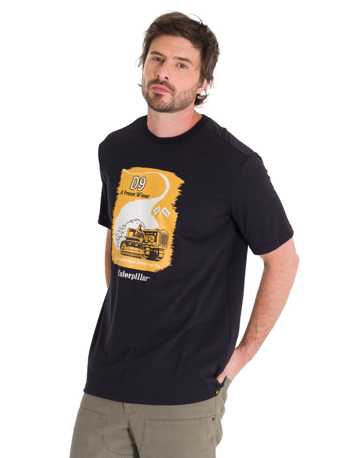 Polera Manga Corta Casual Hombre D SERIES GRAPHIC TEE Negra Cat