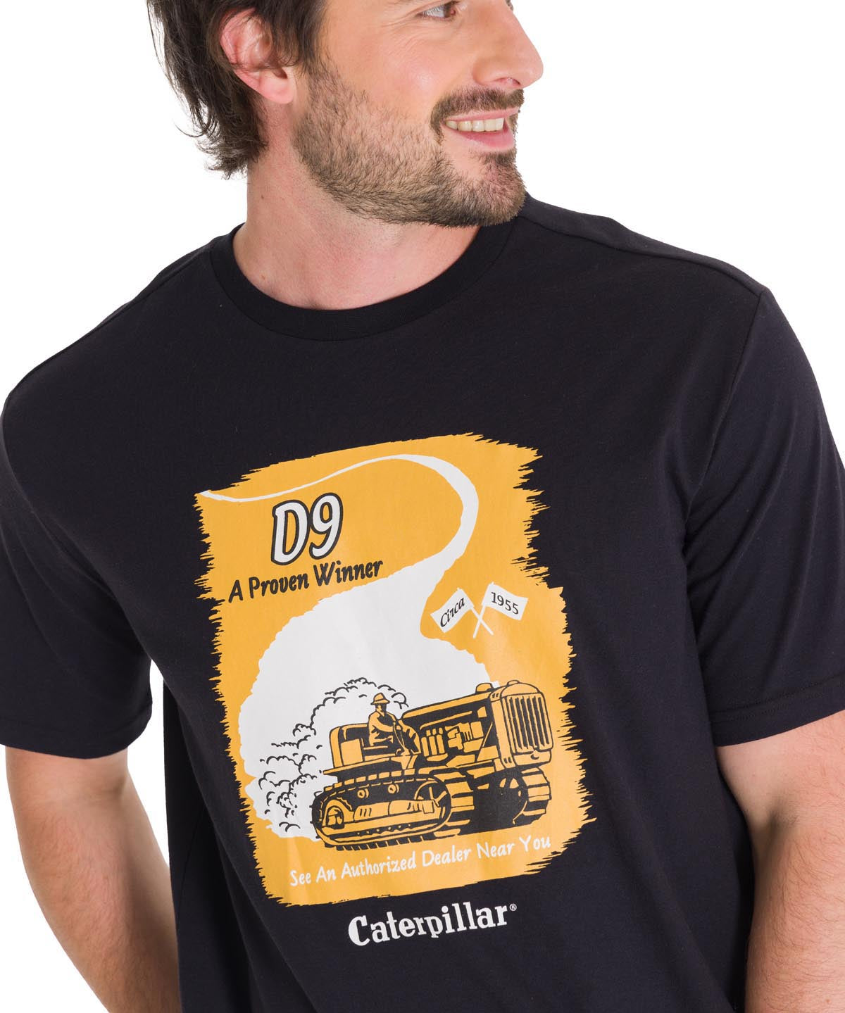 Polera Manga Corta Casual Hombre D SERIES GRAPHIC TEE Negra Cat