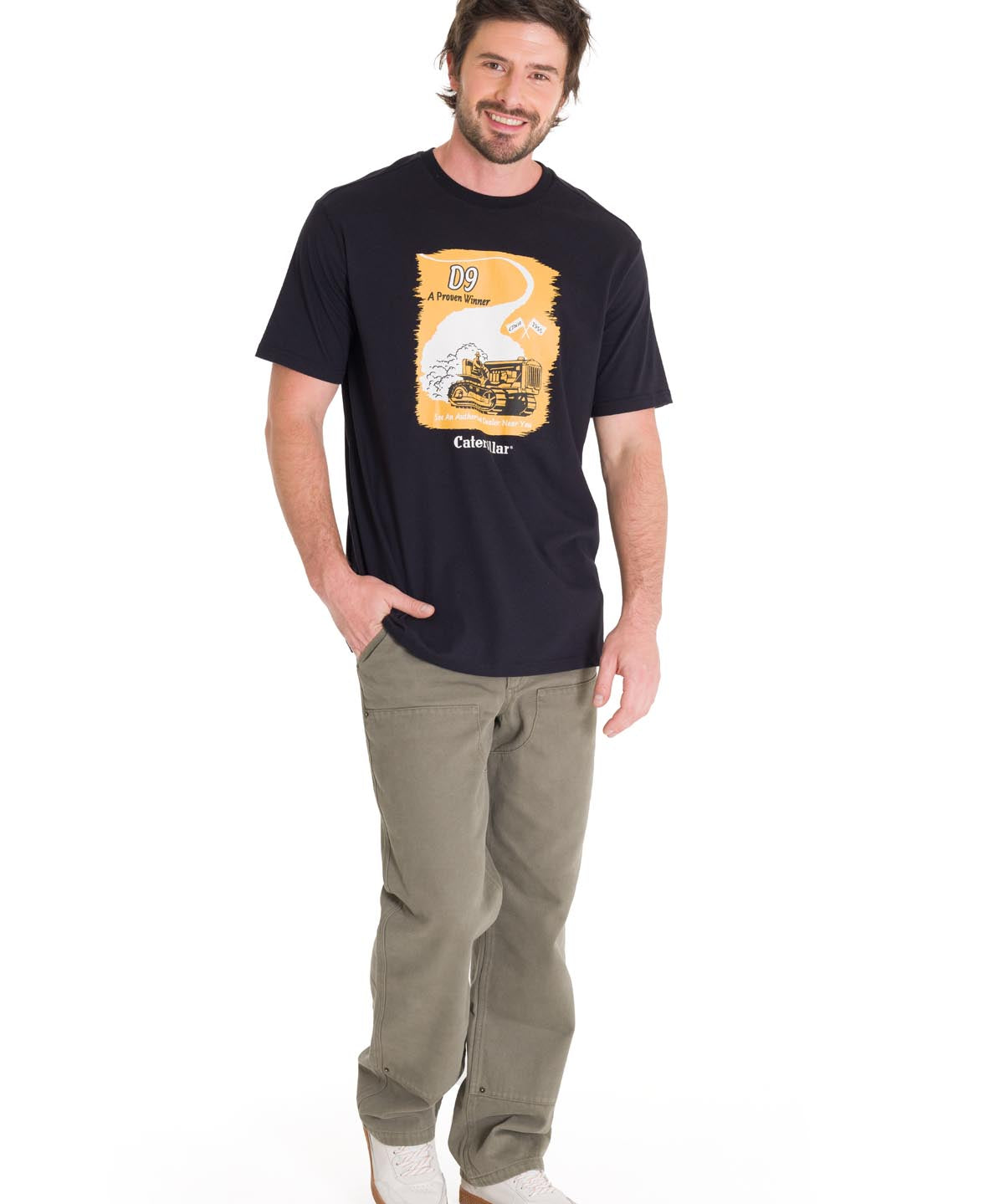 Polera Manga Corta Casual Hombre D SERIES GRAPHIC TEE Negra Cat