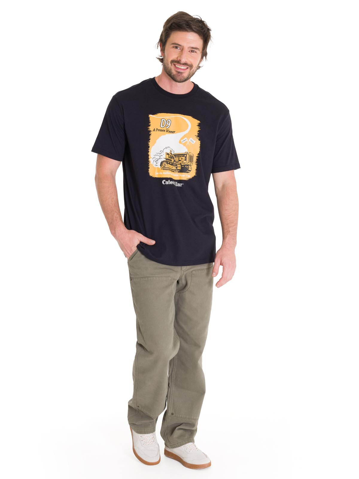 Polera Manga Corta Casual Hombre D SERIES GRAPHIC TEE Negra Cat