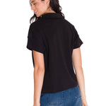 Polera Manga Corta Polo Mujer NOTCH NECK POLO Negra Cat