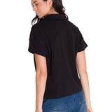 Polera Manga Corta Polo Mujer NOTCH NECK POLO Negra Cat