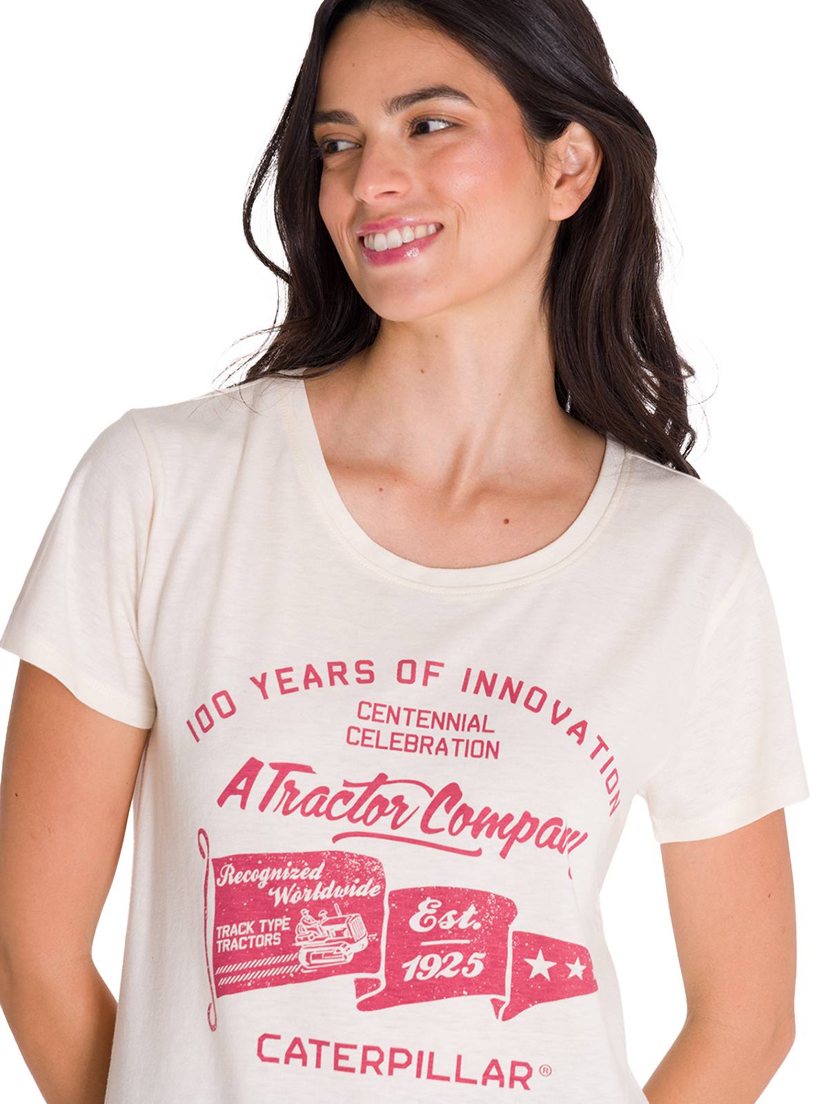 Polera Manga Corta Casual Mujer CREW CENTENNIAL GRAPHIC TEE Blanca Cat