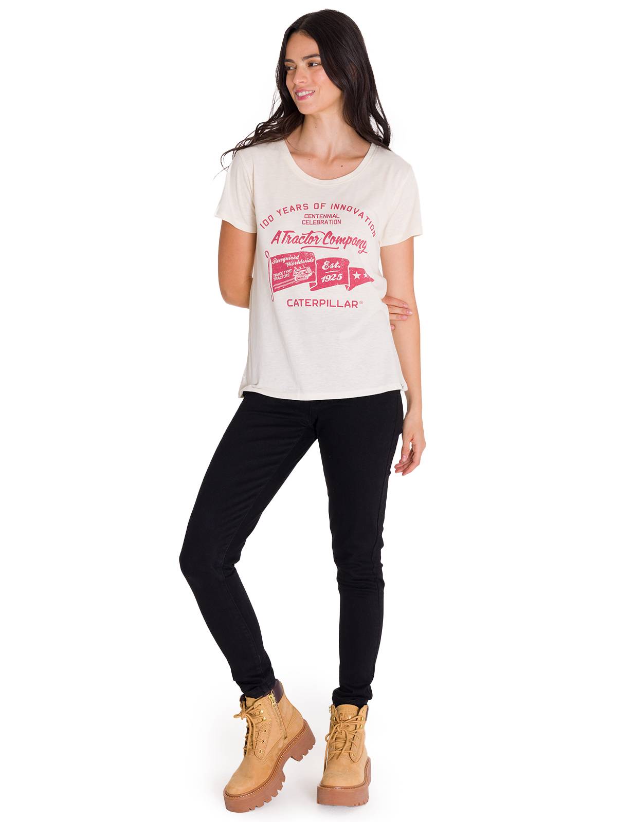 Polera Manga Corta Casual Mujer CREW CENTENNIAL GRAPHIC TEE Blanca Cat